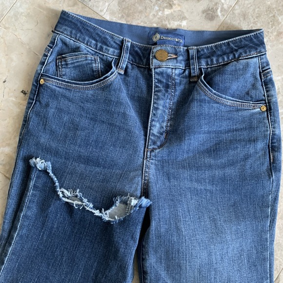 Democracy Jeans Womens 4 Blue Straight Ab Solution Stretch Mid Wash Mid Rise - Picture 1 of 9